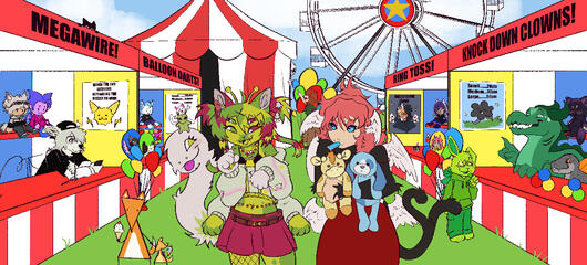 Cuddlefish (art fight mass attack, gardener is a balloon. also sucks i had to downscale this it was like 4000 pixels wide 💔)